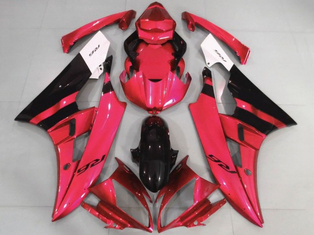 2006-2007 Yamaha YZF R6 Motorcycle Fairings - White Red Glossy Black UK Manufacturers