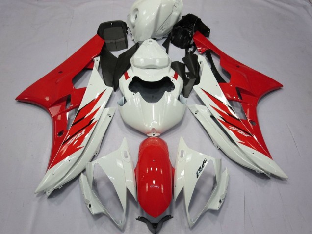 2006-2007 Yamaha YZF R6 Motorcycle Fairing - White Red UK Manufacturers