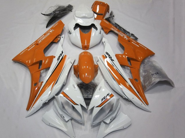 2006-2007 Yamaha YZF R6 Motorcycle Fairings - White Orange UK Manufacturers