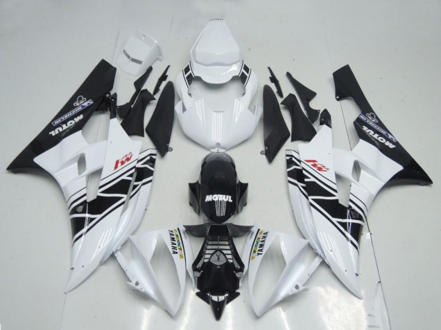 2006-2007 Yamaha YZF R6 Motorcycle Fairings - White Glossy Black Motul Michelin UK Manufacturers