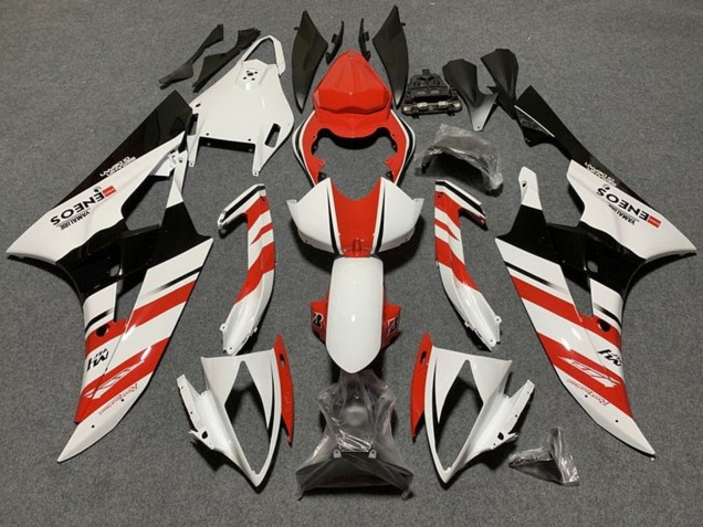 2006-2007 Yamaha YZF R6 Motorcycle Fairings - White Orange Glossy Black Stripe UK Manufacturers