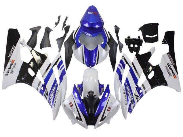 2006-2007 Yamaha YZF R6 Motorcycle Fairings - White Blue Black ENEOS Yamalube UK Manufacturers