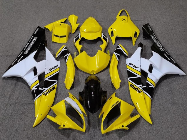 2006-2007 Yamaha YZF R6 Motorcycle Fairings - Yellow White Glossy Black Motul Michelin UK Manufacturers
