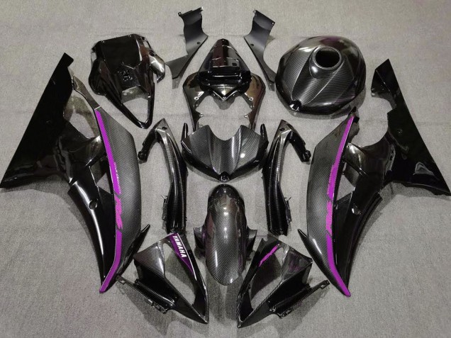 2008-2016 Yamaha YZF R6 Motorcycle Fairings - Black Carbon Fiber Style Purple UK Manufacturers