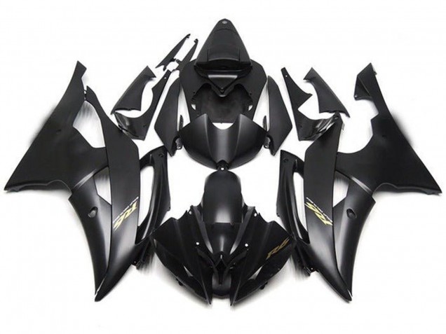 2008-2016 Yamaha YZF R6 Motorcycle Fairings - Matte Black Gold Decals UK Manufacturers
