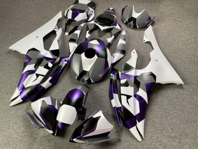 2008-2016 Yamaha YZF R6 Motorcycle Fairings - White Purple Grey Black Camouflage UK Manufacturers