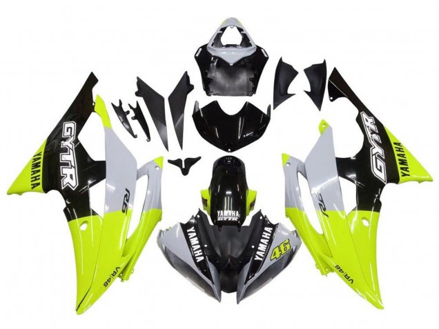 2008-2016 Yamaha YZF R6 Motorcycle Fairings - White Green Glossy Black GYTR UK Manufacturers