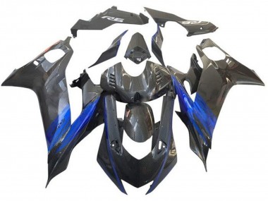 2017-2023 Yamaha YZF R6 Motorcycle Fairing - Blue Black Faux Carbon Fiber UK Manufacturers