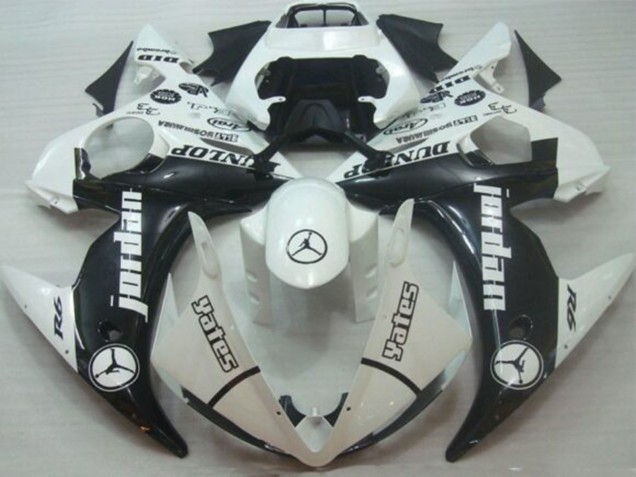 2005 Yamaha YZF R6 Motorcycle Fairings - White Glossy Black Jordan Dunlop UK Manufacturers