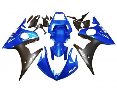 2003-2004 Yamaha YZF R6 Motorcycle Fairings - Blue Matte Black White Decals UK Manufacturers