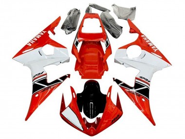 2003-2004 Yamaha YZF R6 Motorcycle Fairings - Red White Glossy Black Stripe UK Manufacturers