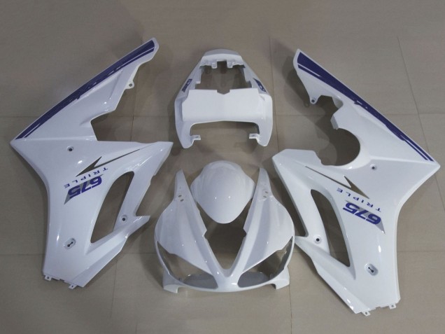 2009-2012 Triumph Daytona 675 Triple Motorcycle Fairing Kits - White Blue UK Manufacturers