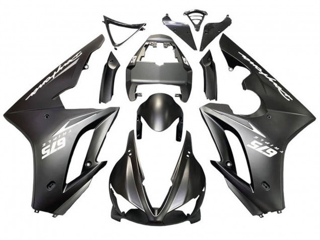 2009-2012 Triumph Daytona 675 Triple Motorcycle Fairings - Matte Black White Decals UK Manufacturers