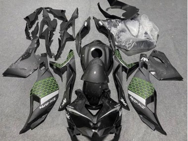 2019-2025 Kawasaki ZX4R ZX-4RR Motorcycle Fairings - Faux Carbon Fiber Green Grey UK Manufacturers