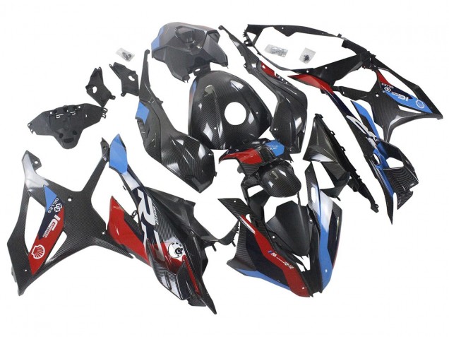 2023-2024 BMW S1000RR Motorcycle Fairings - Blue Red Carbon Fiber UK Manufacturers