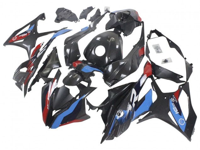2023-2024 BMW S1000RR Motorcycle Fairings - Blue Red Carbon Fiber UK Manufacturers