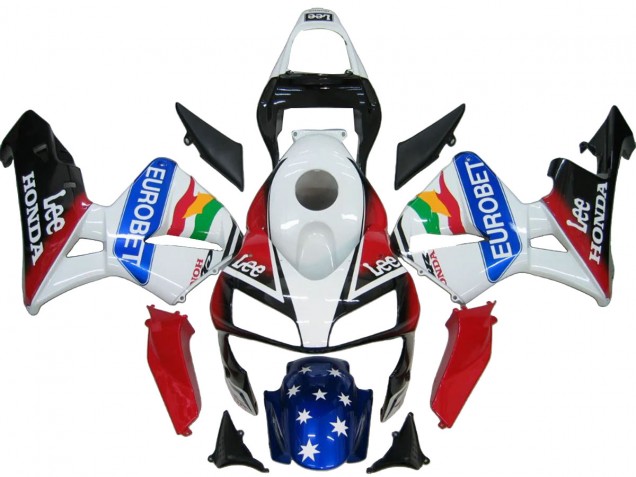 2003-2004 Honda CBR600RR Bike Fairings - White Red Blue Glossy Black EuroBet UK Manufacturers