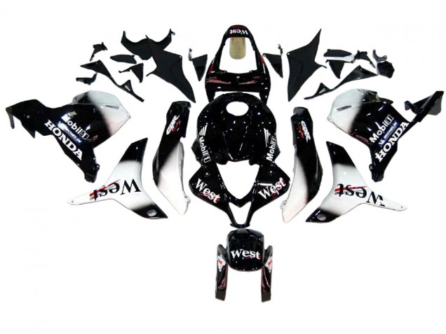 2009-2012 Honda CBR600RR Motorcycle Fairings - Glossy Black White West UK Manufacturers