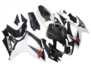 2006-2007 Suzuki GSXR 600/750 Motorcycle Fairings - Black White Carbon Fiber Style UK Manufacturers