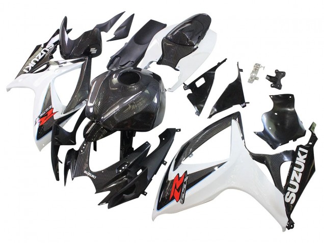 2006-2007 Suzuki GSXR 600/750 Motorcycle Fairings - Black White Carbon Fiber Style UK Manufacturers