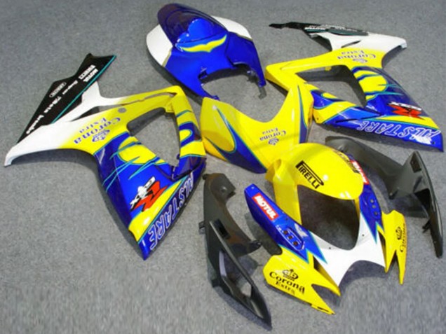 2006-2007 Suzuki GSXR 600/750 Motorcycle Fairings - White Blue Yellow Corona Alstare UK Manufacturers