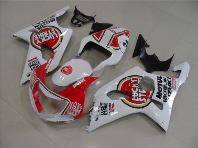 2000-2002 Suzuki GSXR 1000 Motorcycle Fairings - White Red Lucky Strike UK Manufacturers