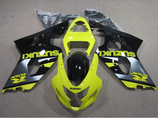 2004-2005 Suzuki GSXR 600 Motorcycle Fairings - Yellow Silver Glossy Black UK Manufacturers