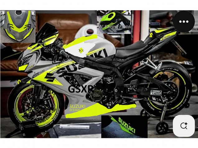 2004-2005 Suzuki GSXR 750 Motorcycle Fairings - Grey Lemon Green Black UK Manufacturers