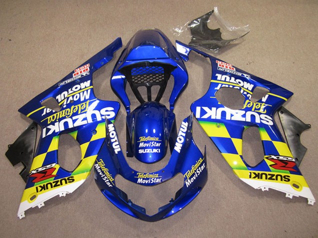 2000-2002 Suzuki GSXR 1000 Motorcycle Fairings - Blue Yellow White Telefonica MoviStar UK Manufacturers