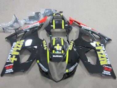 2003-2004 Suzuki GSXR 1000 Motorcycle Fairings - Glossy Black Red Yellow Rizla UK Manufacturers