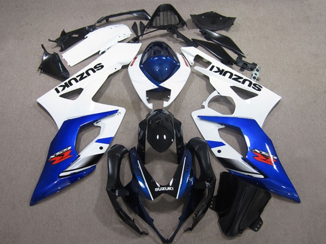 2005-2006 Suzuki GSXR 1000 Bike Fairings - White Blue Glossy Black UK Manufacturers