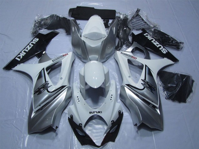 2007-2008 Suzuki GSXR 1000 Motorcycle Fairing - White Silver Black UK Manufacturers