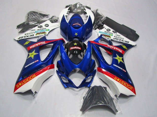 2007-2008 Suzuki GSXR 1000 Motorcycle Fairing Kits - White Blue Red Black Rockstar UK Manufacturers