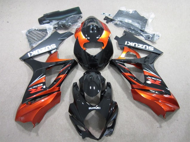 2007-2008 Suzuki GSXR 1000 Motorcycle Fairing - Glossy Black Orange UK Manufacturers