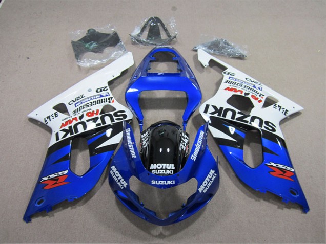2001-2003 Suzuki GSXR 600 Motorcycle Fairings - White Blue Black Motul UK Manufacturers
