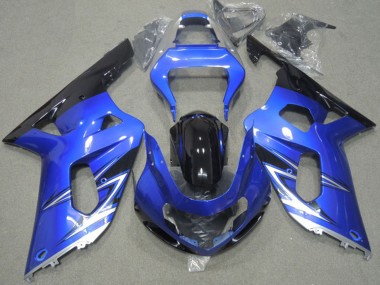 2001-2003 Suzuki GSXR 600 Motorcycle Fairings - Blue White Glossy Black UK Manufacturers