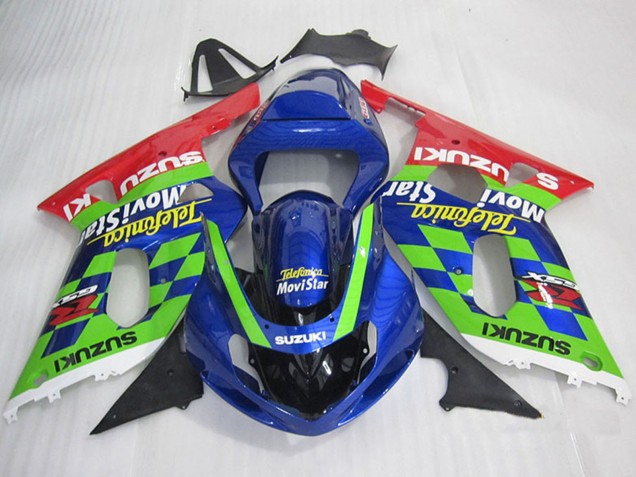 2001-2003 Suzuki GSXR 600 Motorcycle Fairings - Blue Green Red Telefonica MoviStar UK Manufacturers