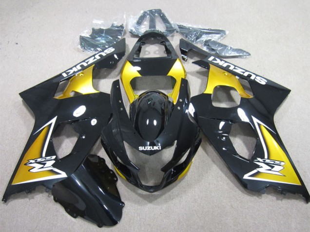 2004-2005 Suzuki GSXR 600 Motorcycle Fairings - Glossy Black Yellow UK Manufacturers