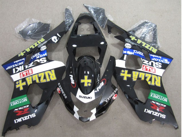 2004-2005 Suzuki GSXR 600 Motorcycle Fairings - Glossy Black White Green Yellow Rizla UK Manufacturers