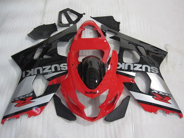 2004-2005 Suzuki GSXR 600 Motorcycle Fairings - Red Silver Glossy Black UK Manufacturers