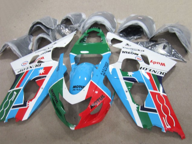 2004-2005 Suzuki GSXR 600 Motorcycle Fairings - White Blue Green Red Motul UK Manufacturers