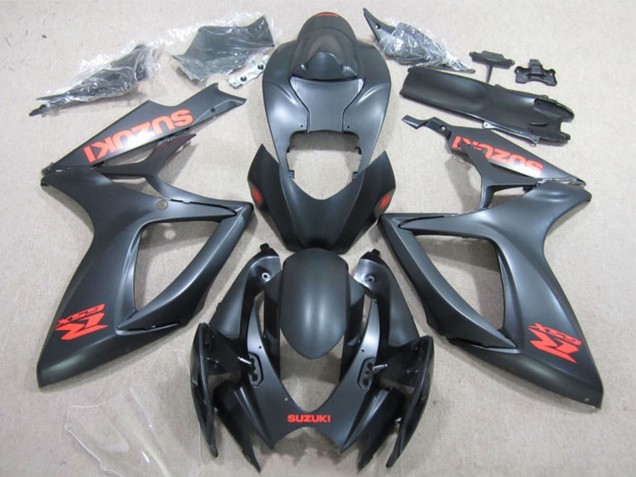 2006-2007 Suzuki GSXR 600 Motorcycle Fairings - Matte Black Red Decal UK Manufacturers
