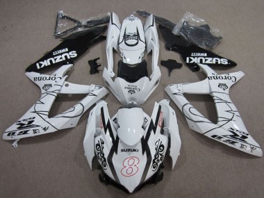 2008-2010 Suzuki GSXR 600 Motorcycle Fairings - White Black Corona Extra Motul 8 UK Manufacturers