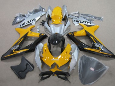 2008-2010 Suzuki GSXR 600 Motorcycle Fairings - Yellow Silver Glossy Black UK Manufacturers