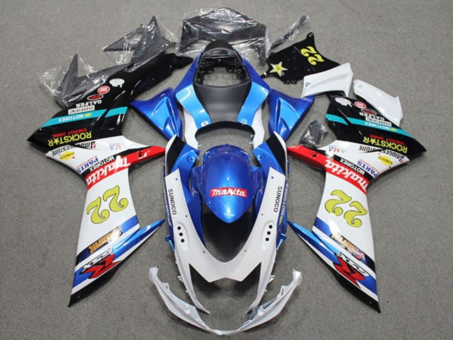 2011-2024 Suzuki GSXR 600 Motorcycle Fairings - Blue White Red Black Rockstar 22 UK Manufacturers