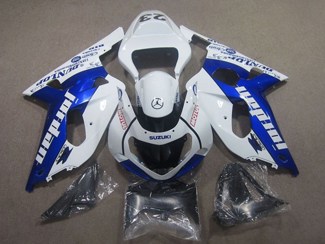2001-2003 Suzuki GSXR 750 Motorcycle Fairings - White Blue Motul Jordan UK Manufacturers