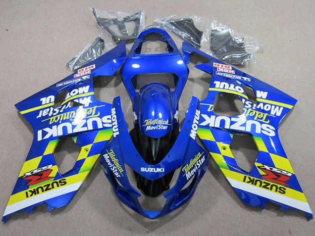 2004-2005 Suzuki GSXR 750 Motorcycle Fairings - Blue Neon Yellow Telefonica MoviStar Motul UK Manufacturers