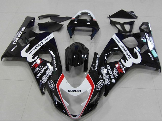 2004-2005 Suzuki GSXR 750 Motorcycle Fairings - Glossy Black White Red Beacon UK Manufacturers
