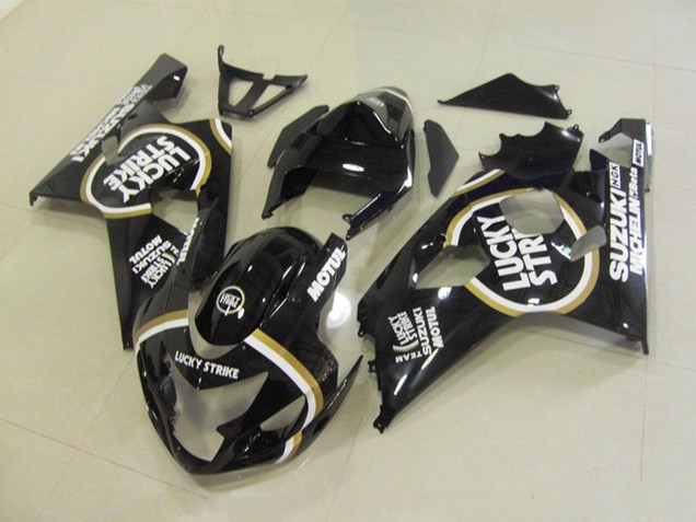 2004-2005 Suzuki GSXR 750 Motorcycle Fairings - Glossy Black White Lucky Strike Motul UK Manufacturers