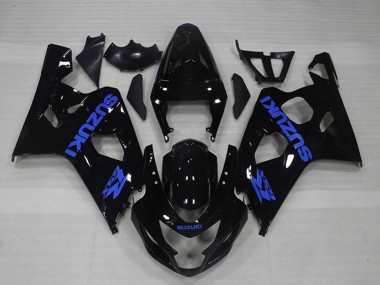 2004-2005 Suzuki GSXR 750 Motorcycle Fairings - Glossy Black Blue Decal UK Manufacturers